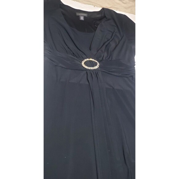 R&M Richards Black Shift Dress Sz 14 Rhinestone Buckle Elegant Classic - Picture 3 of 14